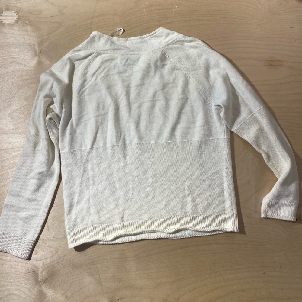 Liz Claiborne Cream Knit Pullover with Asymmetrical Zip Neck Large (QQ) - Picture 6 of 7